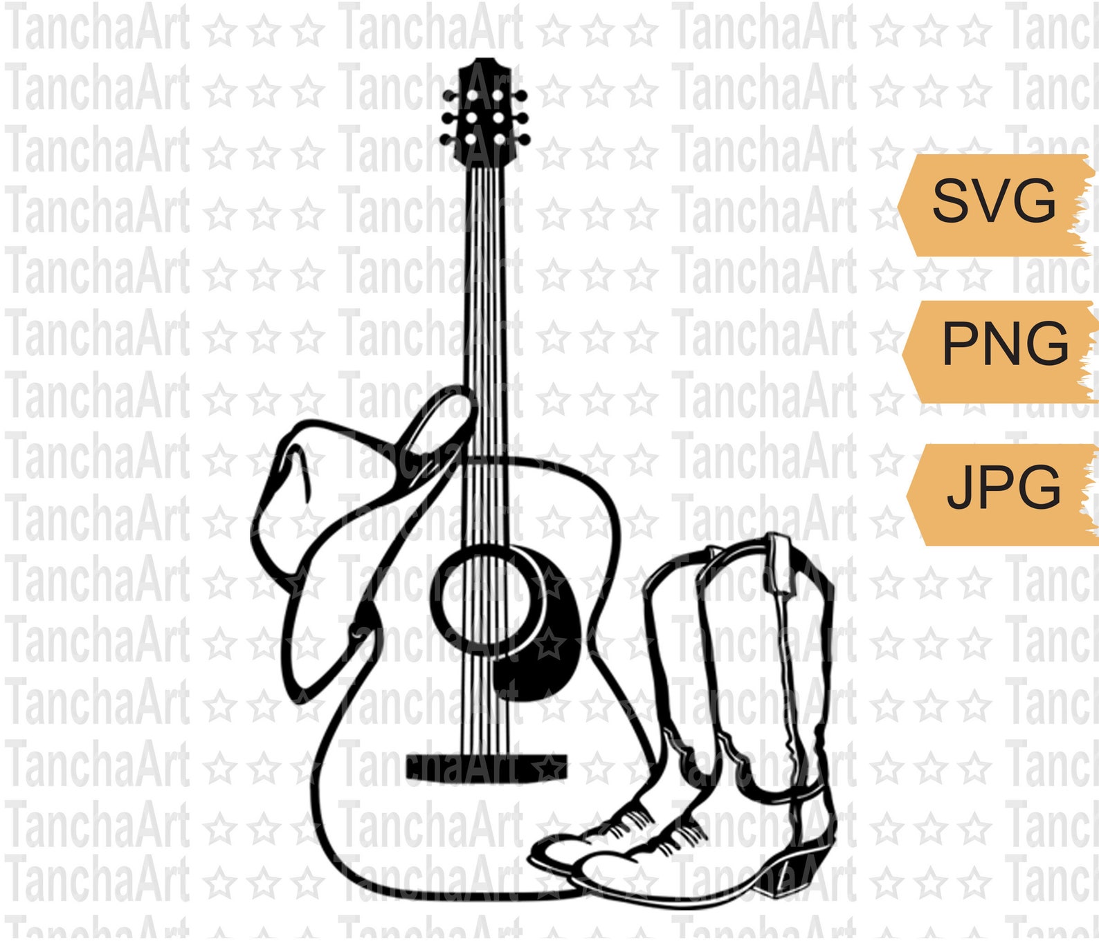 Country music Guitar Printable vector SVG Cowboy boots Cowboy Etsy