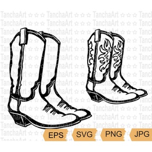 Cowboy boots SVG Western Boots Printable file Cut file PNG Wild West Cowgirl Boots Silhouette Country American Boots Rodeo for Cricut