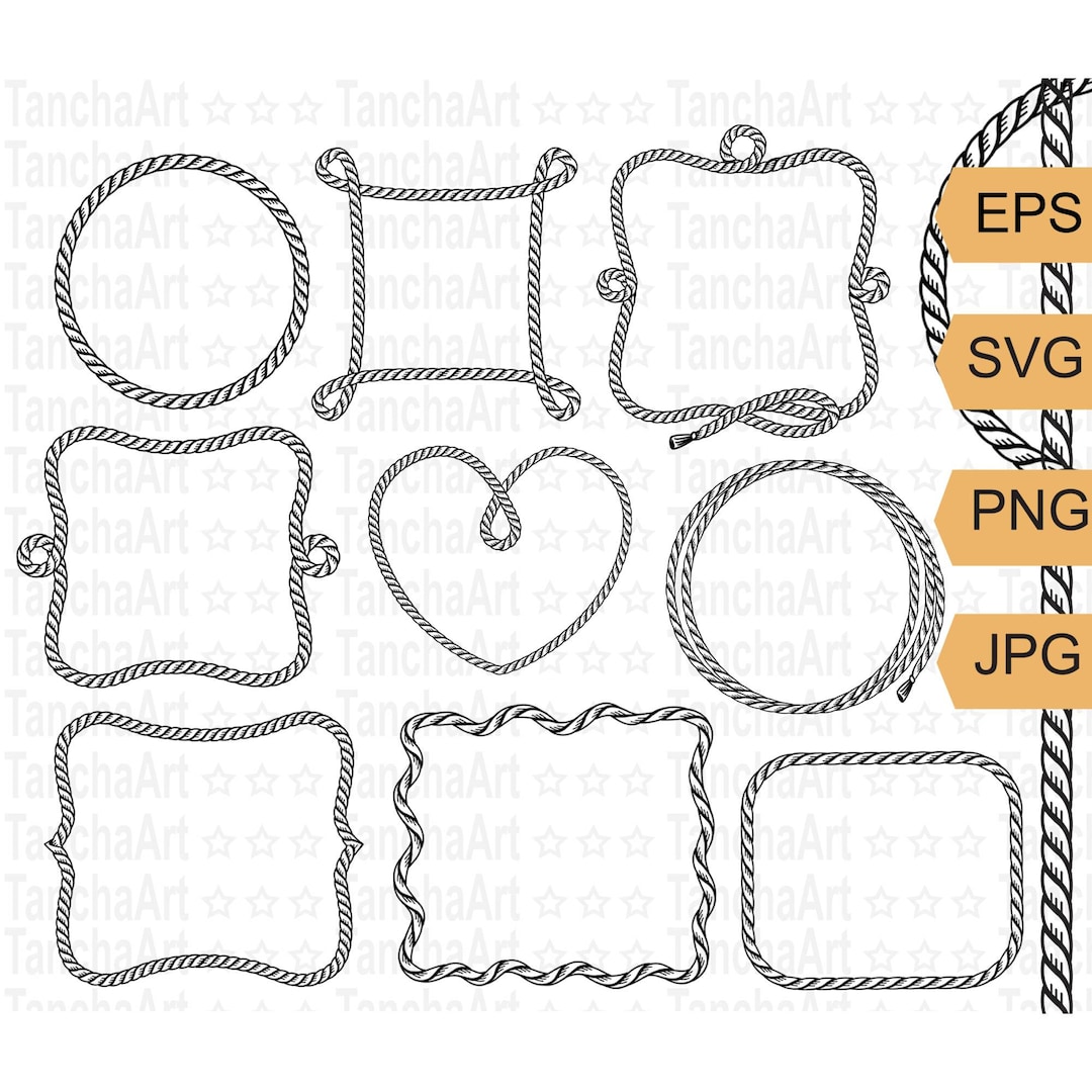 Rope Frame Border SVG, Rope Clip Art Printable Cowboy Western Rodeo ...