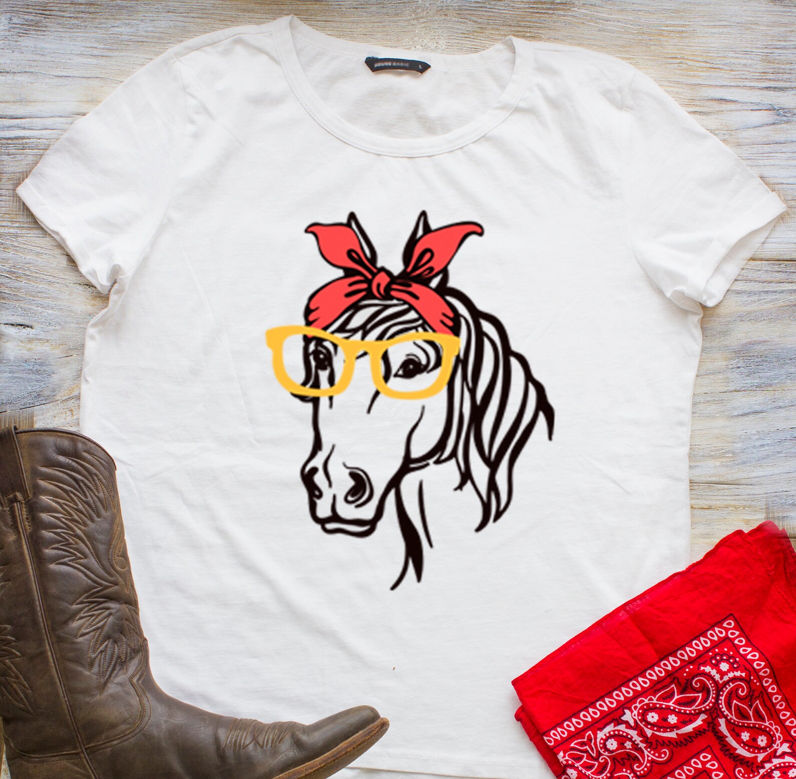 Horse head with Bandana Horse Sunglasses Horse Bandana SVG Etsy