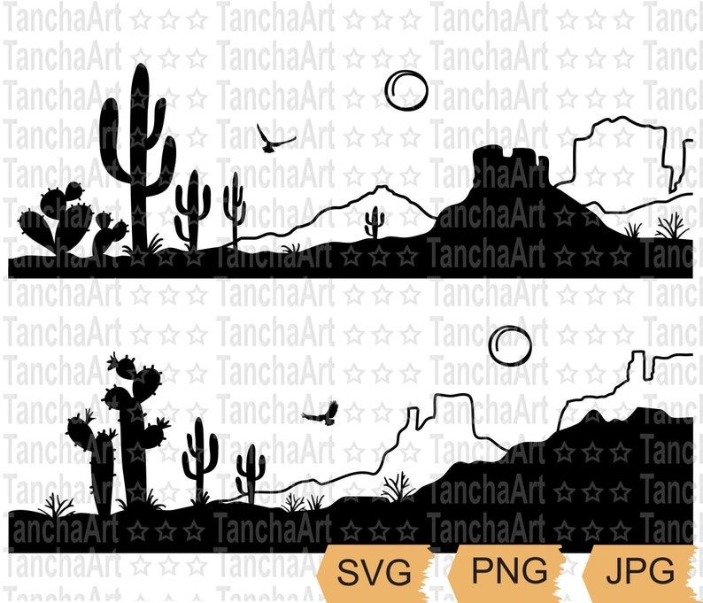 Western Desert Landscape SVG Arizona Desert SVG Cactuses | Etsy