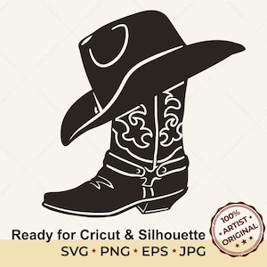 Cowboy Boot SVG Cowboy Hat Rodeo SVG PNG Print Art Country Boots Vector for Shirt Cowboy Boots Silhouette svg Cowgirl shirt Design Digital