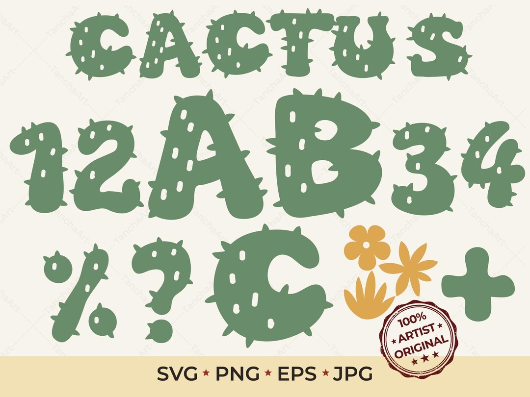 Cactus Alphabet SVG Bundle | Boho Desert Letters and Numbers ...