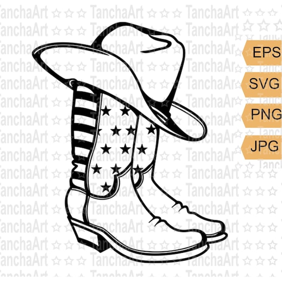 cowboy boots and hat coloring page