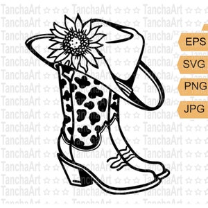 Cowgirl SVG gesneden bestand Cowgirl laarzen SVG afdrukbare voor Cricut Cowboyhoed zonnebloem Decor Cowboyhoed SVG land bruiloft svg png digitale bestanden