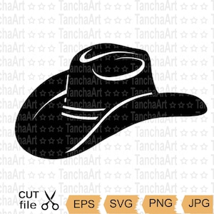 Sombrero de vaquero SVG Vector Sombrero de vaquero SVG Sombrero de vaquero Silueta Sombrero occidental Imprimible Archivo digital Sombrero del salvaje oeste para Cricut Descarga instantánea