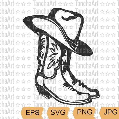 Cowboy Boots and Hat. Cut Files for Cricut. Clip Art - Etsy