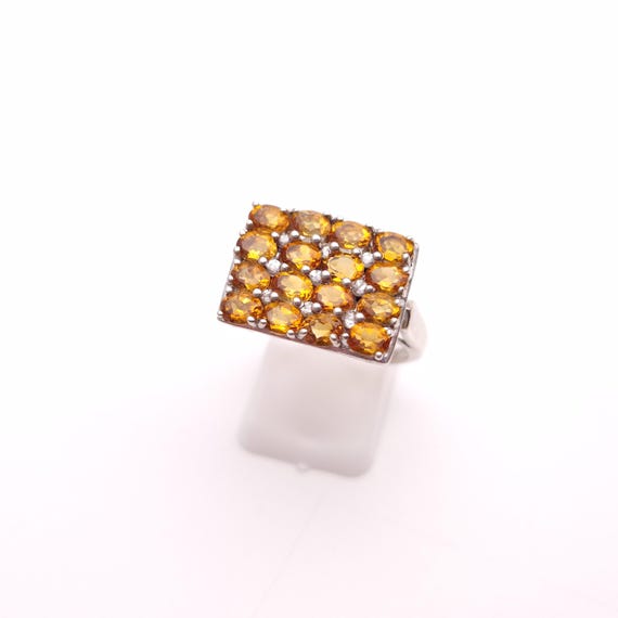 Sterling Silver Large Multi-Gem Rectangular Citri… - image 3