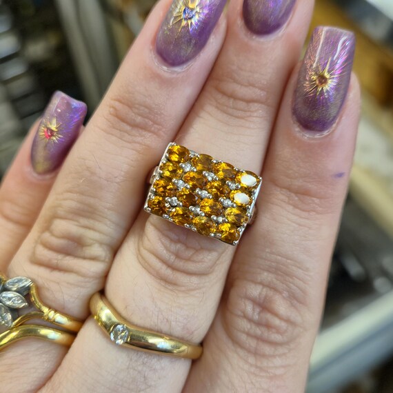 Sterling Silver Large Multi-Gem Rectangular Citri… - image 8