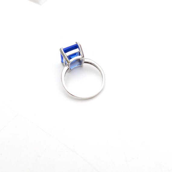 Sterling Silver Bright Blue Rectangular Paste Sto… - image 5