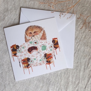 Carte de voeux Cake Party - hérisson et abeilles