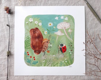 Giclee print bugs in garden