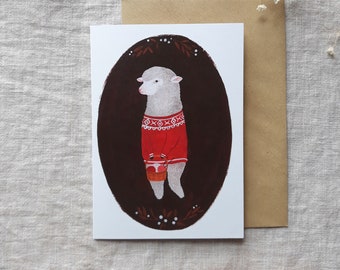 Greeting card sheep in jumper