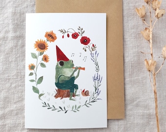 Musician frog greeting card