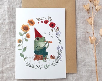 Musician frog greeting card