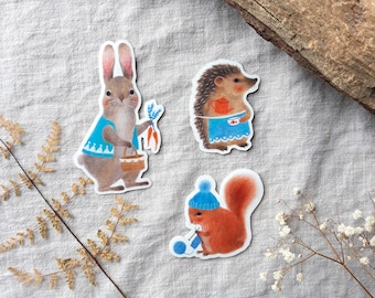 Stickers woodland animals - Rabbit, hedgehog and squirrel