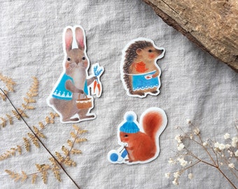 Stickers woodland animals - Rabbit, hedgehog and squirrel