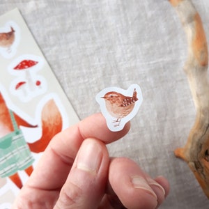 A6 sticker sheet Mama fox and woodland fiends wren, robin and snail image 3