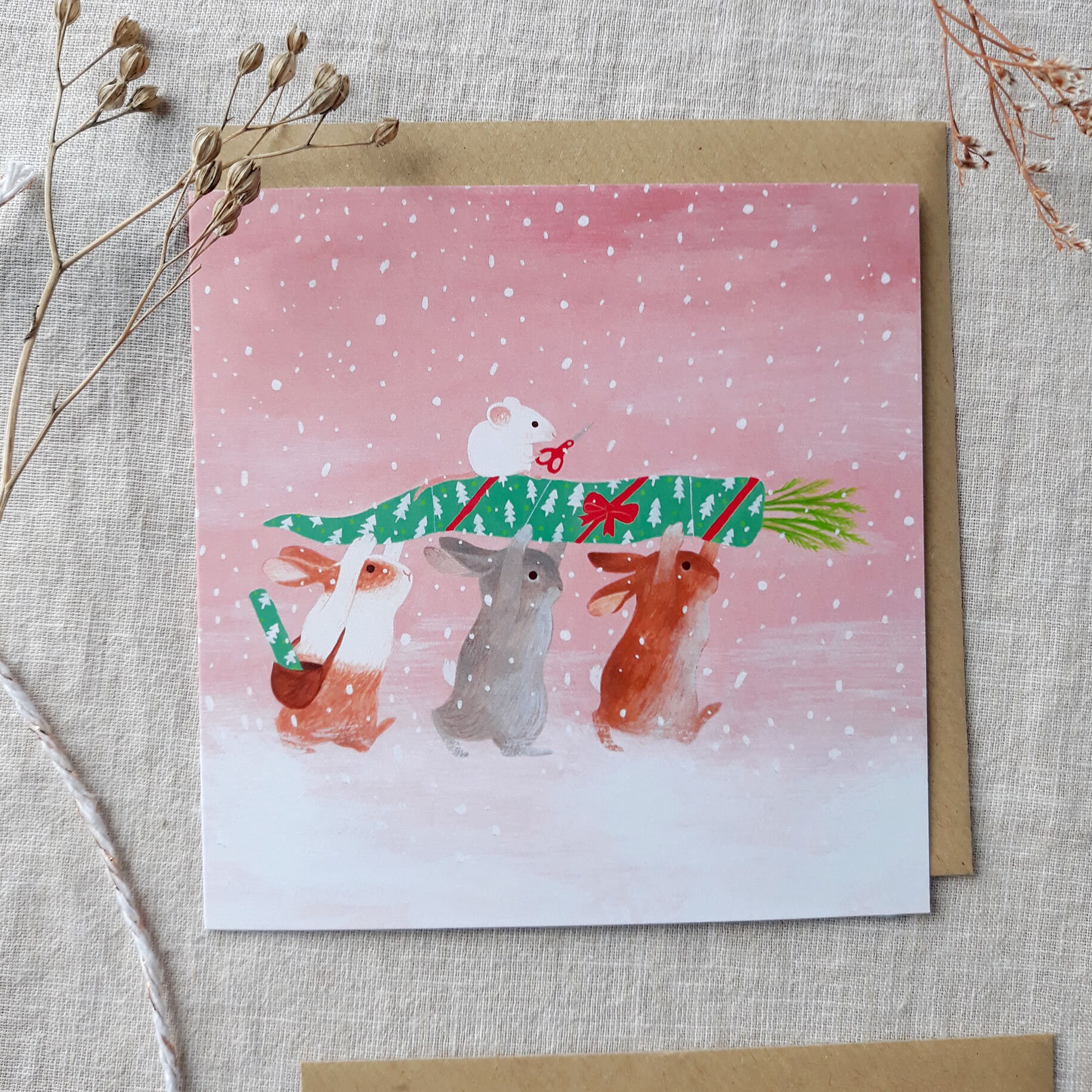 Small Winter Card Winter Greeting Cards- Set of Four - Etsy