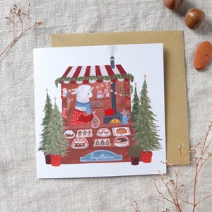 Greeting card Lama - Christmas market