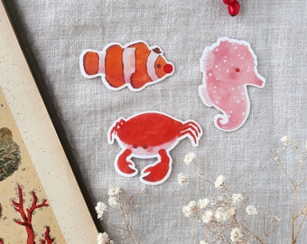 Stickers cute sea animals - vinyl stickers set - children's gift