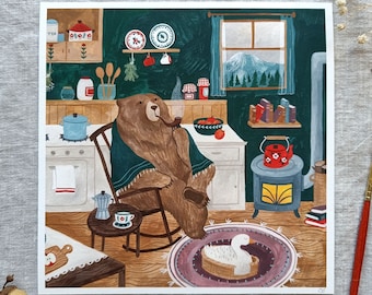 Bear in cabin print