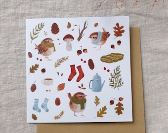 Greeting card Cosy wrens