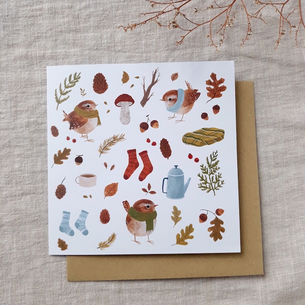 Greeting card Cosy wrens