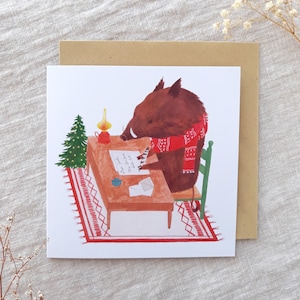 Tarjeta de felicitación con carta a Papá Noel