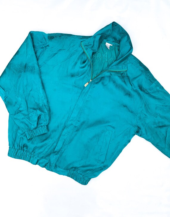 80's Floral Textured Silk Bomber Jacket