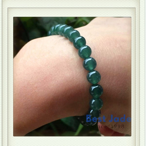 6.8mm Transparent Blue Grade A jade Bracelet Guatemala Jadeite Chain Guatemalan jade Jewelry gift