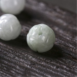 Lotus flower bead Grade A jade Natual type A stone ICY Jade Burma Jadeite Beads Perle handmade White Green earring  翡翠A货