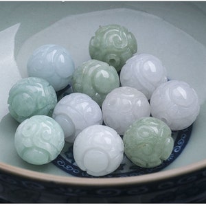 13mm Dragon Ball bead Grade A jade Round beads Burma Jadeite Perle hand carved 翡翠A货