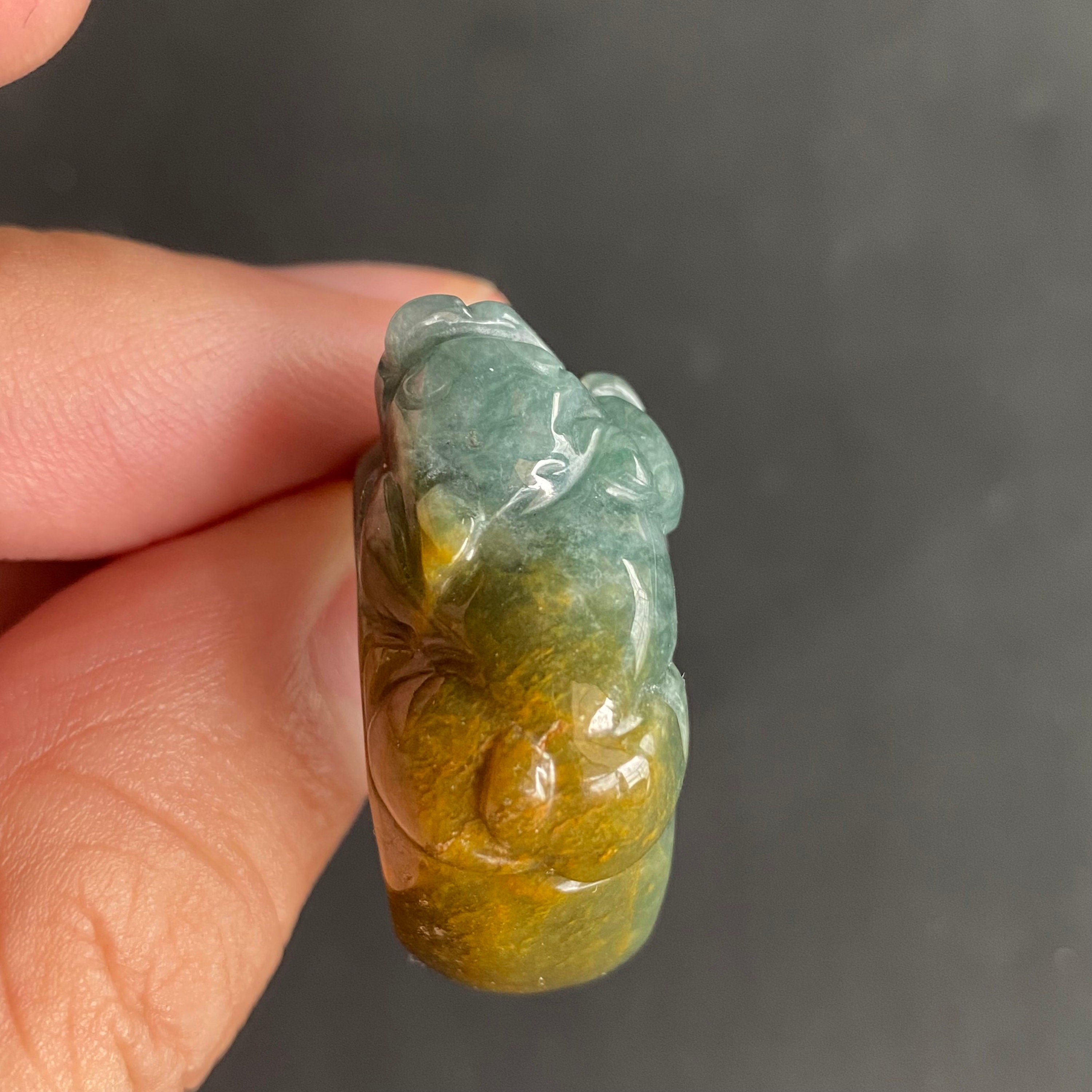 20mm Natural Blue jadeite PIXIU ring hand carved Grade A jade Etsy