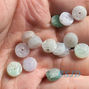 Grade A jade coin beads Natual type A stone ICY Jade Burma Jadeite Beads Perle handmade 3 color green Yellow 翡翠A货