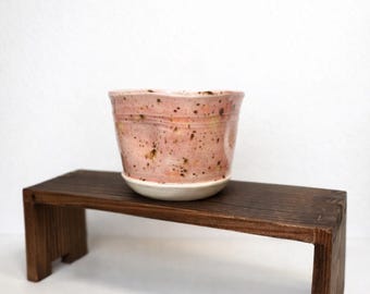 Handmade Pink Speckled Ceramic Planter Pot | Modern Minimal Plant Pot | Small Indoor Flower Pot | Pottery Home Decor