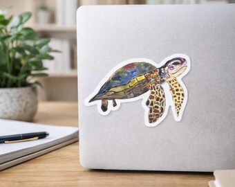 Hand-Painted Sea Turtle Sticker | Cup Stickers