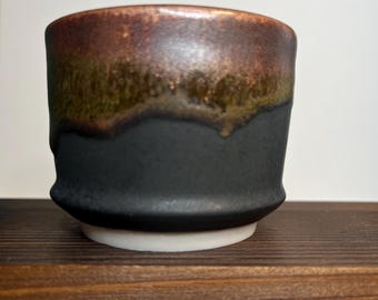 Hand Thrown Pottery Cup | Black and Copper Glazes