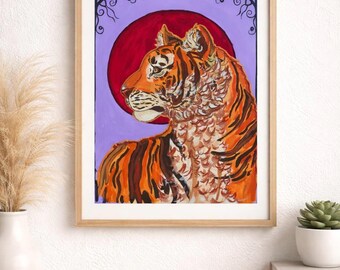 Colorful Tiger Wall Art Print | 8x10 Tiger Painting | Bold Wildlife Decor | Jungle Animal Artwork | Nature Home Decor
