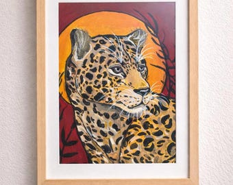 Leopard Wall Art Print | 8x10 Wildlife Painting | Colorful Big Cat Artwork | Jungle Decor | Bold Animal Wall Art | Nature Home Decor
