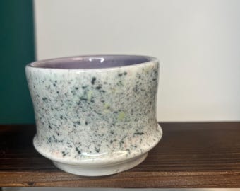 Hand Thrown Pottery Sake Cup | Speckled White & Purple
