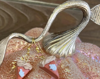 Pumpkin Pie Earrings | Stainless Steel Dangle Earrings for Foodies