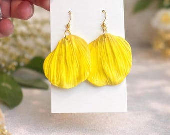 Rose Petal Earrings | Valentine’s Day Earrings | Romantic Floral Statement Earrings | Pink or Yellow Rose Dangle Earrings | Gift For Her
