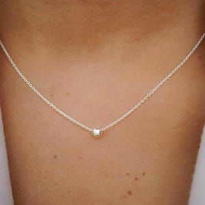 Ball Pendant Necklace in 925 Sterling Silver : Delicate Minimalist Chain