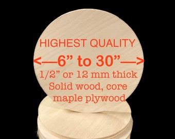 Esdoorn multiplex rondes / houtcirkel voor borden, CNC, lasergesneden / topkwaliteit / 1/2" dik multiplex / 12 mm houten rondes / schijven