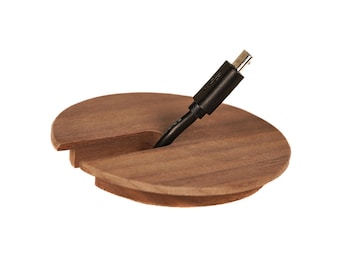 Walnut  Wood Cable Hole Grommet / Mushroom Style  Desk Grommet /Wire Cable Grommets / Countertop Grommet / 10 different wood species
