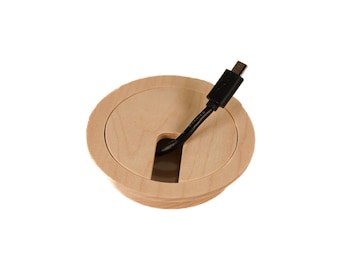 Maple Wood Desk Cable Grommet: 2 1/4" 2 1/2" 2 piece Style Raw Unfinished
