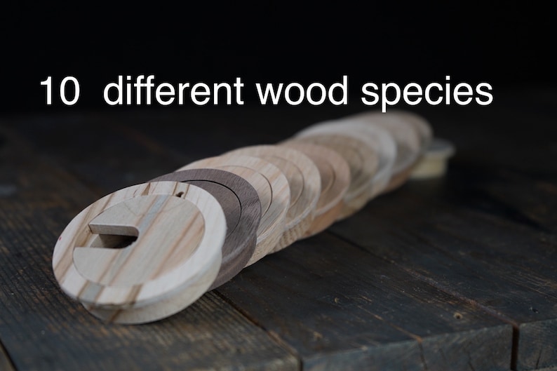 Wood Cable Hole Grommets / Desk Grommet /Wire Cable Grommets / Countertop/ 10 different wood species image 1