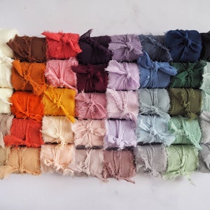 Luxury Chiffon Ribbon with Frayed Edge 39 Colours 1 Meter or 5 Meters Hand Dyed image 1