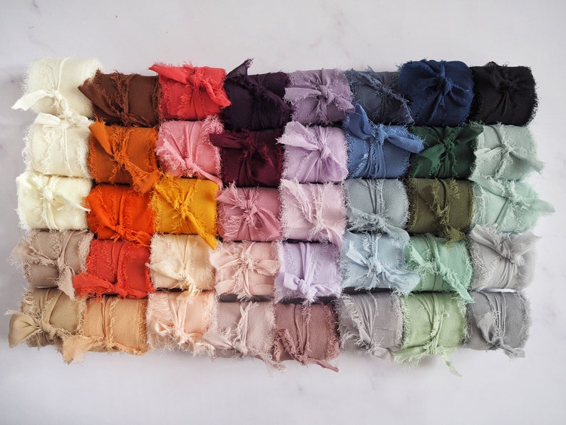 Luxury Chiffon Ribbon with Frayed Edge 39 Colours 1 Meter or 5 Meters Hand Dyed image 1